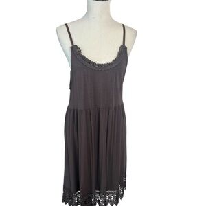 O2 Collection Dress or Dresss Ext , Brown, crochet Lace Hem
